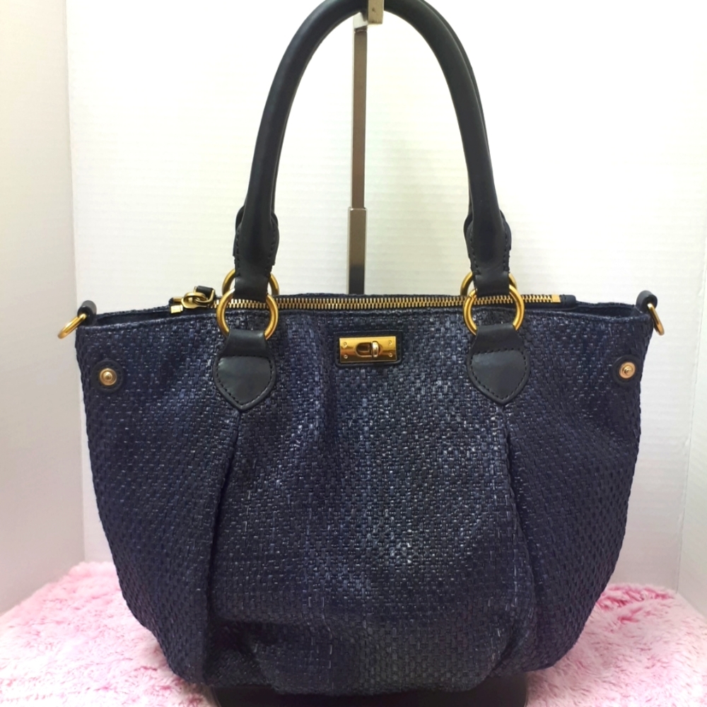 J.Crew  Navy Blue Woven Brompton Bag